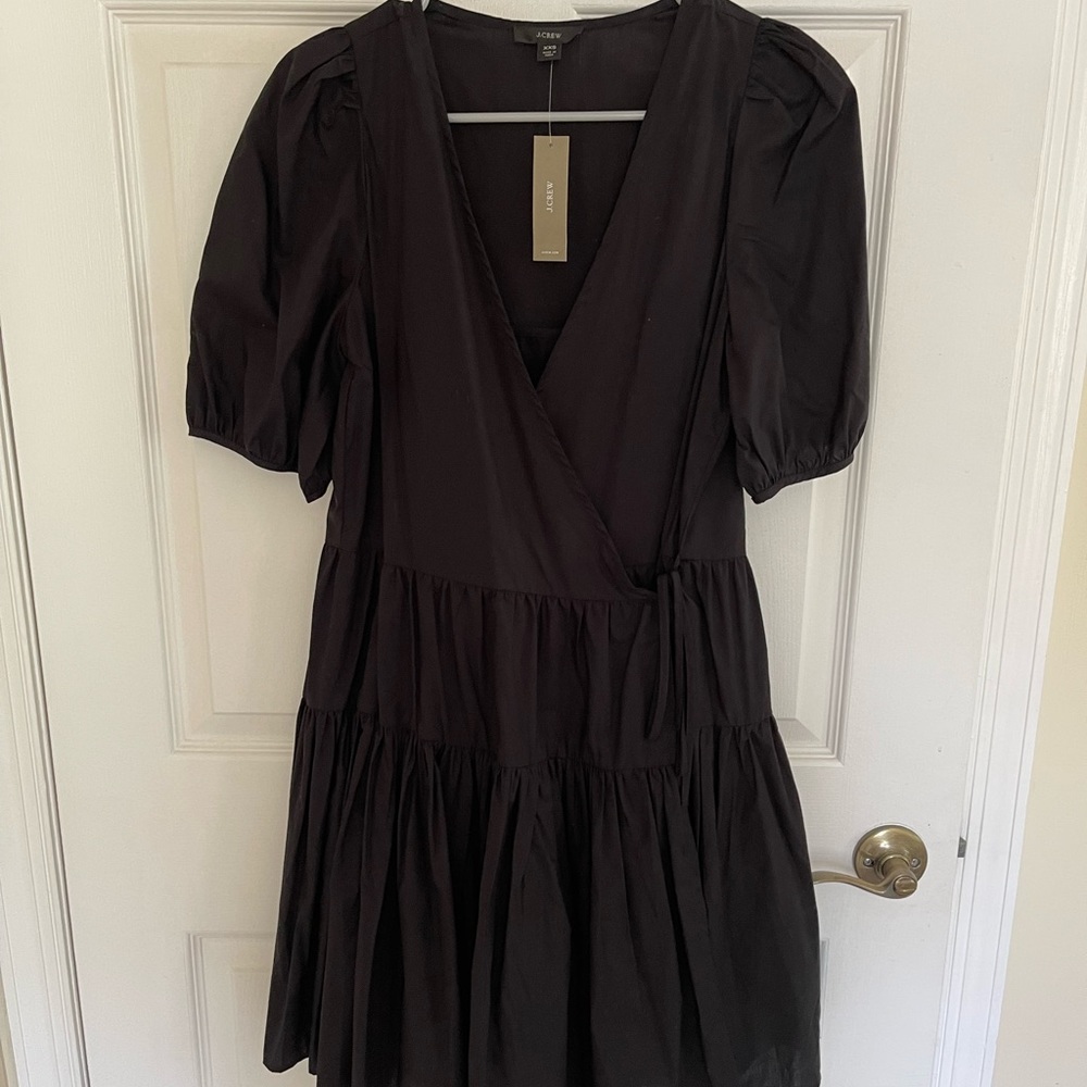 J Crew Black wrap tiered dress - Picture 4 of 5